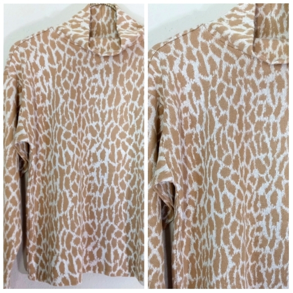 "LOFT" Animal Print XS Earthy Granola Girl Mock Neck Pullover Sweater - Picture 13 of 14